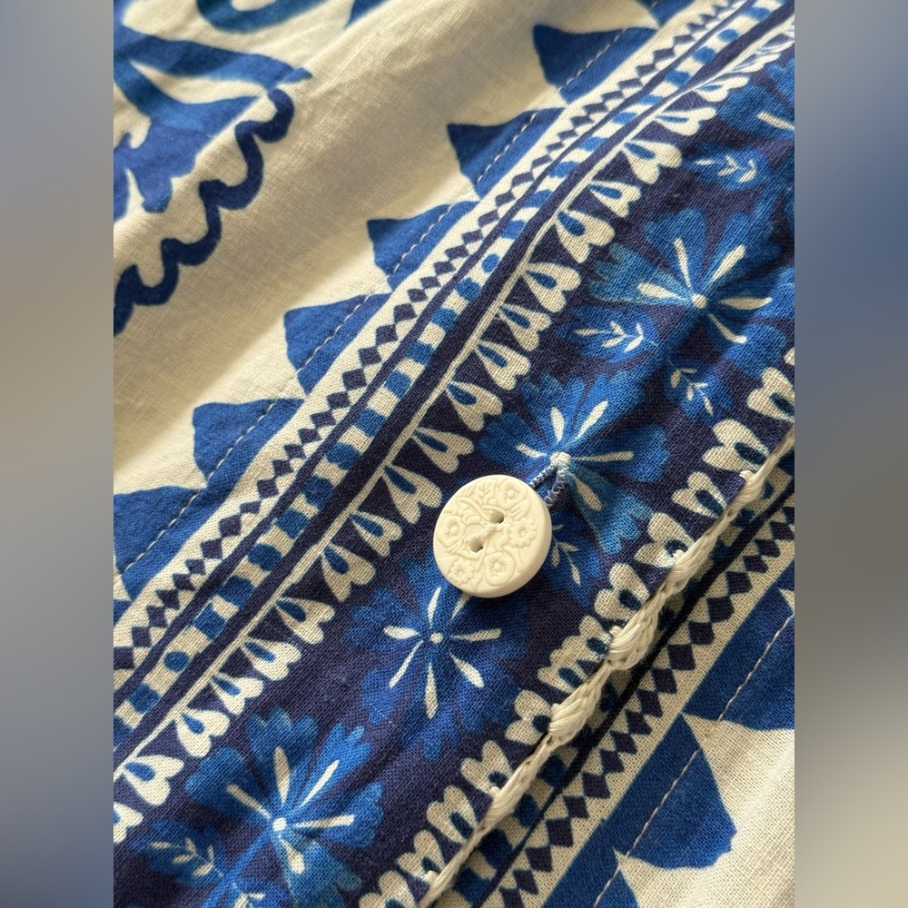 FRAM RIO BLUE LINEN TAPESTRY MAXI BLUE DRESS SMALL - Picture 6 of 8